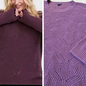 Torrid 3X Purple Pullover Pointelle Ribbed Sweater Womens S XXXL 24 26 28